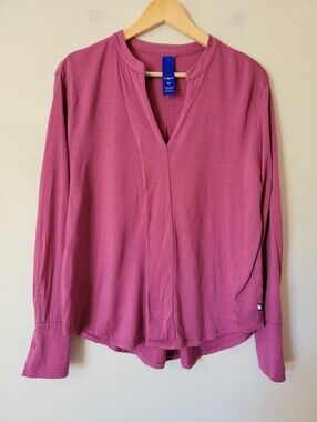 Kit & Ace Women's Merino Wool Long Sleeve Jersey Knit Blouse Top Pink Size M